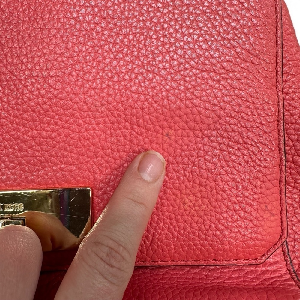 Michael Kors Callie Pebbled Pink Leather Top Handle Purse Satchel Bag No Strap - Picture 13 of 14